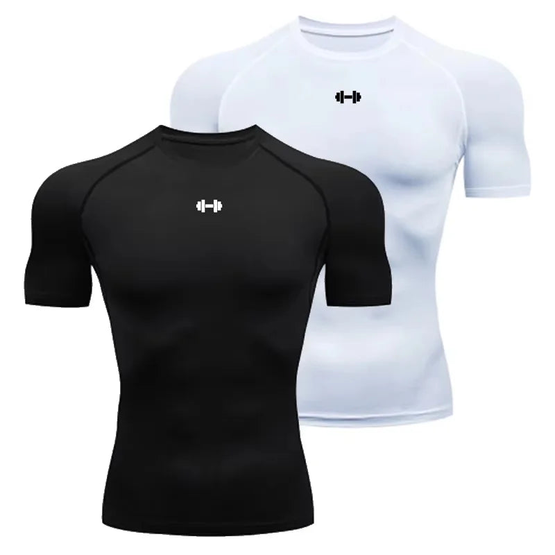 Men's Quick Dry Compression Running Shirt - Athletic Gym Workout Tee